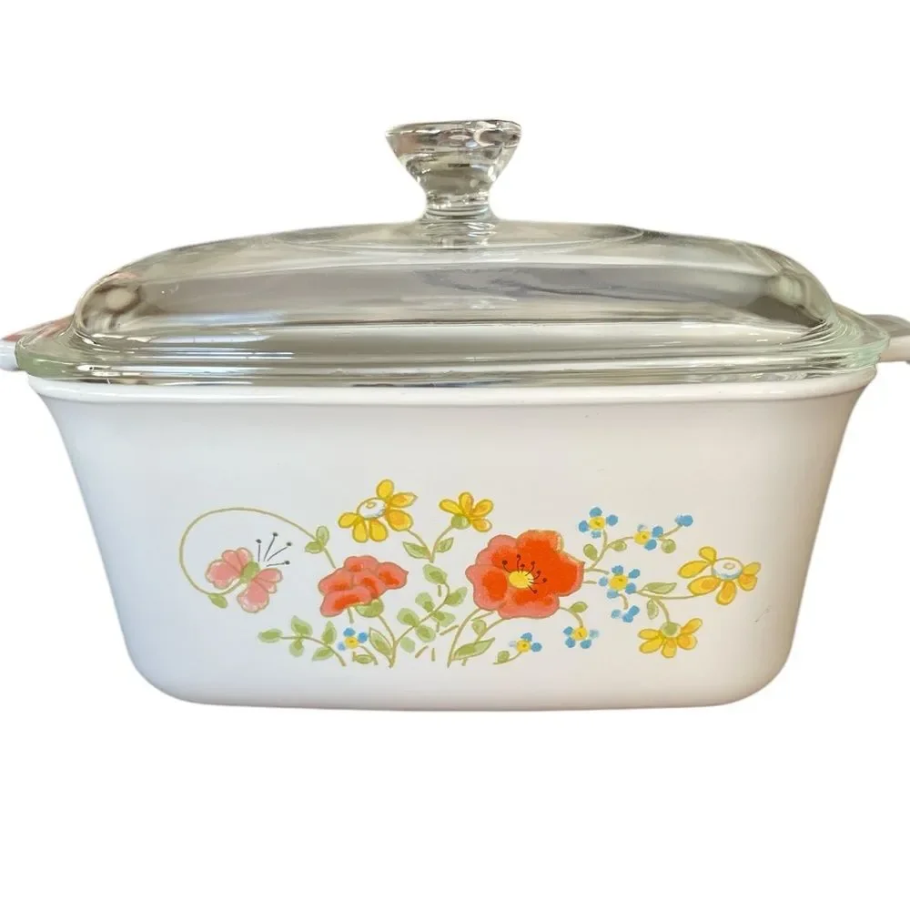 Vintage Corningware Wildflower 1970s Pyroceram Ceramic Glass Lid USA